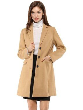 Chic Women's A-Line Peacoat, Single Breasted Winter Overcoat for Work & Casual